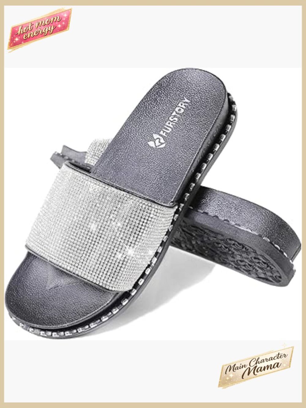 Glitter Rhinestone Platform Slides Comfortable Non-Slip House Slippers Bling